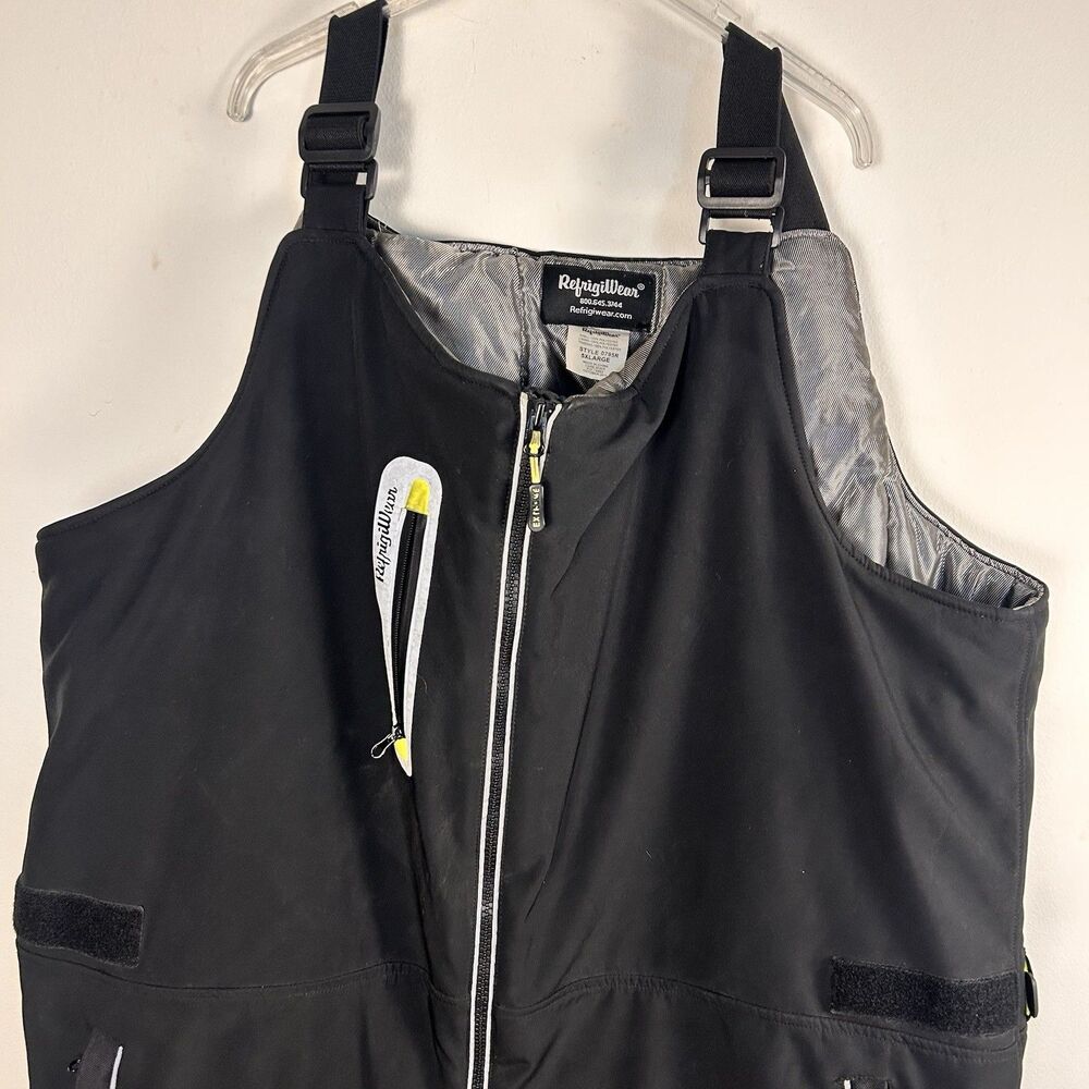 RefrigiWear 0795R Insulated Freezer Bib Overalls Black Size 5XL Cold Weather - Picture 2 of 14